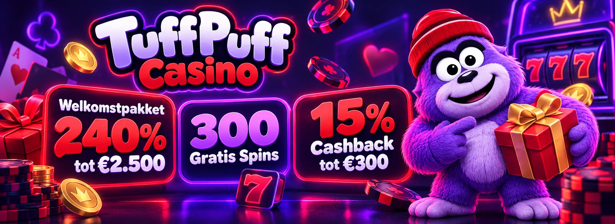240% tot € 2.500 + 300 gratis spins